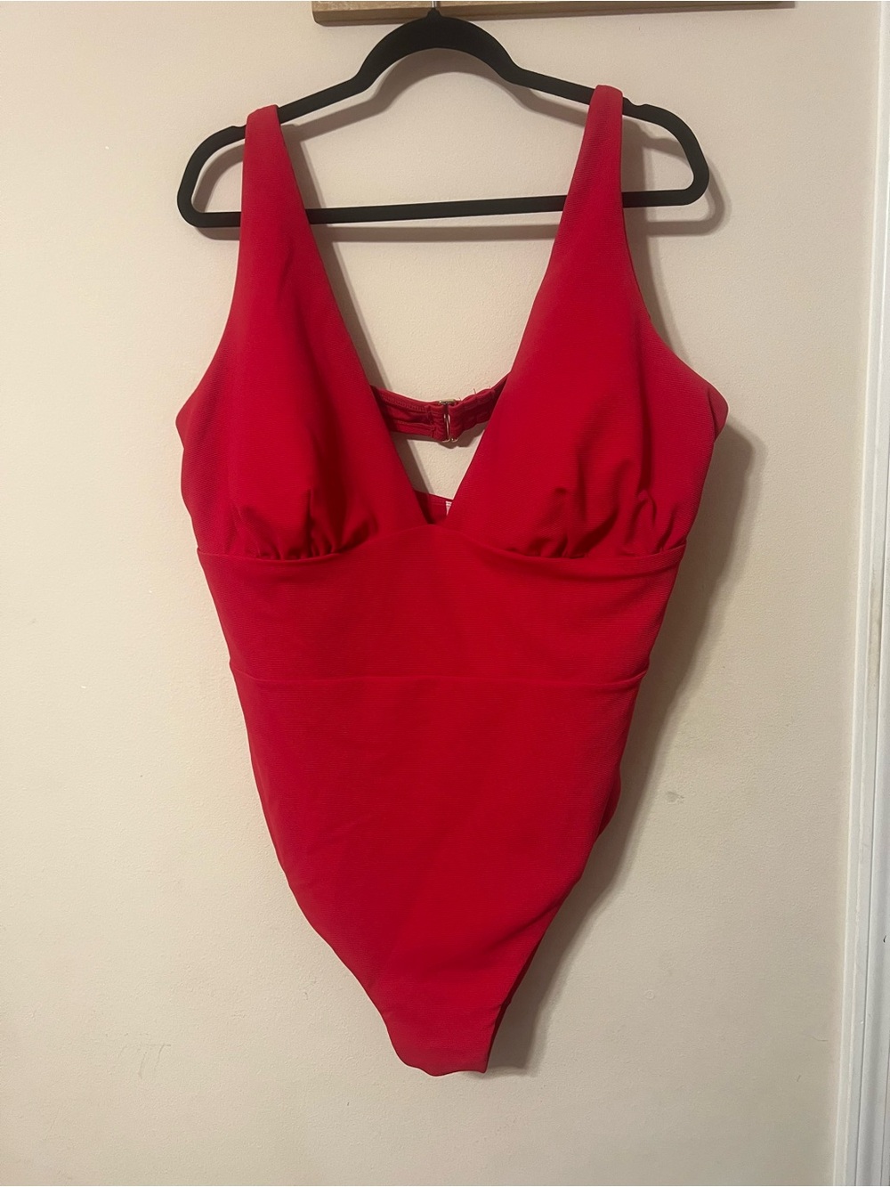 Red V-Neck Kids One Piece Swimsuit